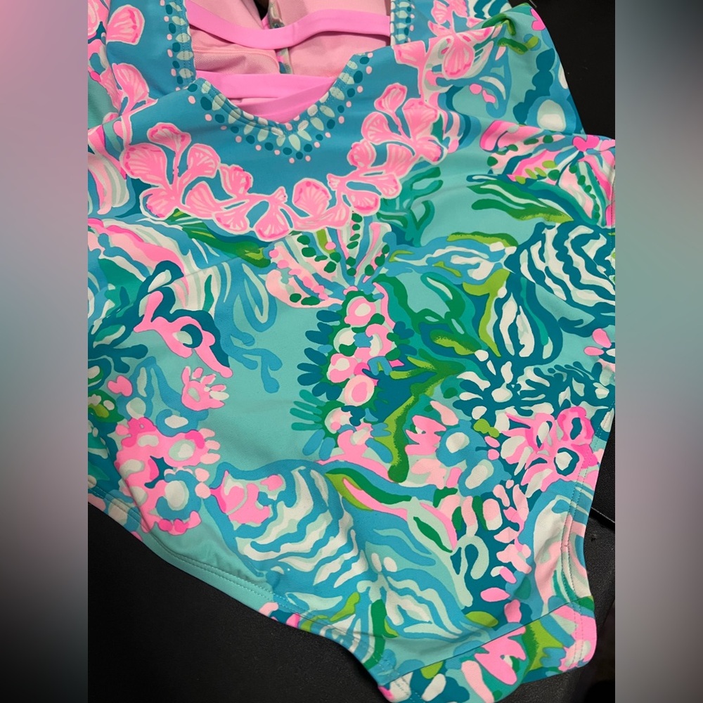 Lilly Pulitzer Jaspen Aqua La Vista Swimsuit size 14 - Picture 5 of 5